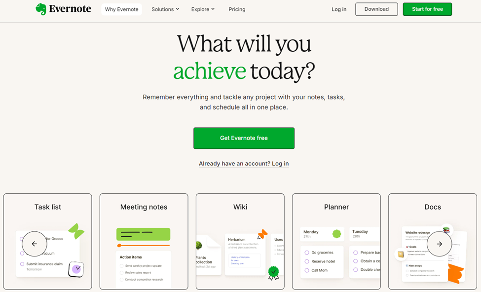 Evernote website